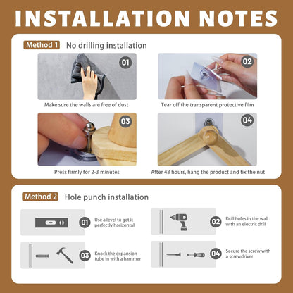 Rustic Adjustable Hanging Herb Drying Rack-Holds 10 Bouquets, Space-Saving Herb Flower Dryer with Adhesive Wall Hooks for Herb Display Rack,Kitchen Wall Décor-Unusual Gifts for Gardener Woman