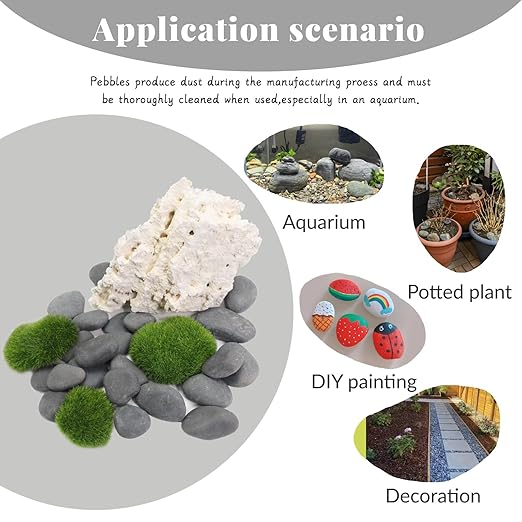 10LB Black Stones Pebbles River Rocks, Natural Beach Pebbles, 1-2" Garden Decorative Stones-1-2 Large Plant Rocks,Ideal for Aquarium, Home Decor