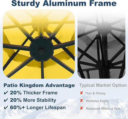 11FT Cantilever Umbrella with Base Large Curvy Outdoor Aluminum Offset Umbrella w/ 360° Rotation, UV Resistant Canopy for Patio, Garden, Backyard, Sunshine Yellow