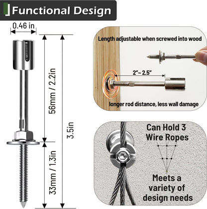 Wire Trellis for Climbing Plants Outdoor, 30-Set Wall Wire Trellis Kit with 5/64"(2mm) x 150ft Stainless Steel Cable & Cutter, T316 Espalier System for Fence and Garden DIY Projects