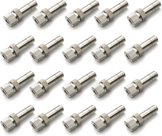 20pcs Brass Mister Nozzles, 6mm Misting Nozzles for Outdoor Cooling System, Landscaping, Air Humidification, Greenhouse Irrigation (without Filter, 0.024"/0.6mm Orifice)