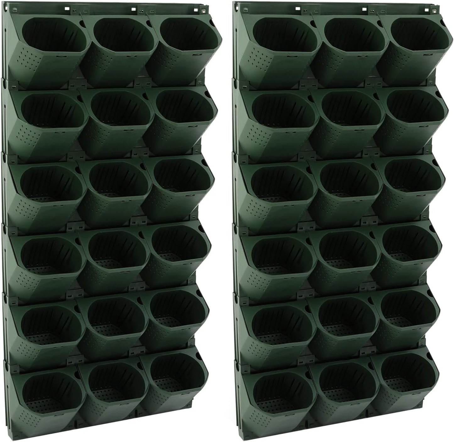 Vertical Wall Planter, Stackable Wall-Mounted Planter Indoor Outdoor w/36 Plastic Pots Living Wall Garden w/36 Non-Woven Fabrics Vegetable Hanging Pocket Holder Flowerpot (Army Green)