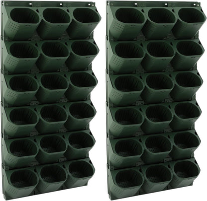 Vertical Wall Planter, Stackable Wall-Mounted Planter Indoor Outdoor w/36 Plastic Pots Living Wall Garden w/36 Non-Woven Fabrics Vegetable Hanging Pocket Holder Flowerpot (Army Green)