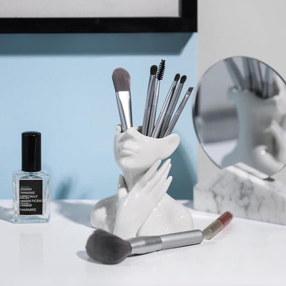 XSMXLNKWL Ceramic Face Vase White Flower Vase for Decor, Female Face Vase Art, Modern Decorative Vase Centerpiece for Table, Shelf, Living Room, Office, Bedroom, Small