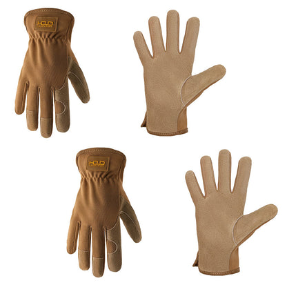 HLDD HANDLANDY 2 Pairs Leather Gardening Gloves for Men, Utility Work Gloves for Gardening, Yardwork, Construction, Mechanics, Great Garden Gifts for Men Women