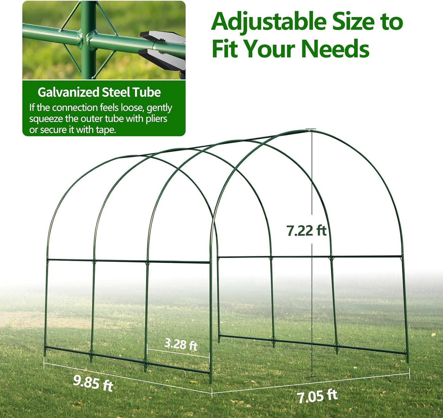 Large Garden Support Arch Frame for Climbing Plants, 9.85 x 7.05 x 7.22 ft Heavy Duty Plant Climbing Arbor Arch, Multi-Purpose Support Frame for Vines, Weddings & Backyard Decoration