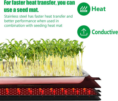 Stainless Steel Plant Trays, 5 Pack Multi-Purpose Tray for Indoor Outdoor Plants, Seed Starting Tray for Potted Plants(11.6 inch×15.2 inch, 1.45" Height, 5-Pack)