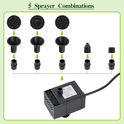 Solar Water Fountain for Bird Bath Solar Water Pump with Seperated Solar Panel 2.5w 5v Solar Powered Water Fountain for Small Pond Garden Water Feature Decoration