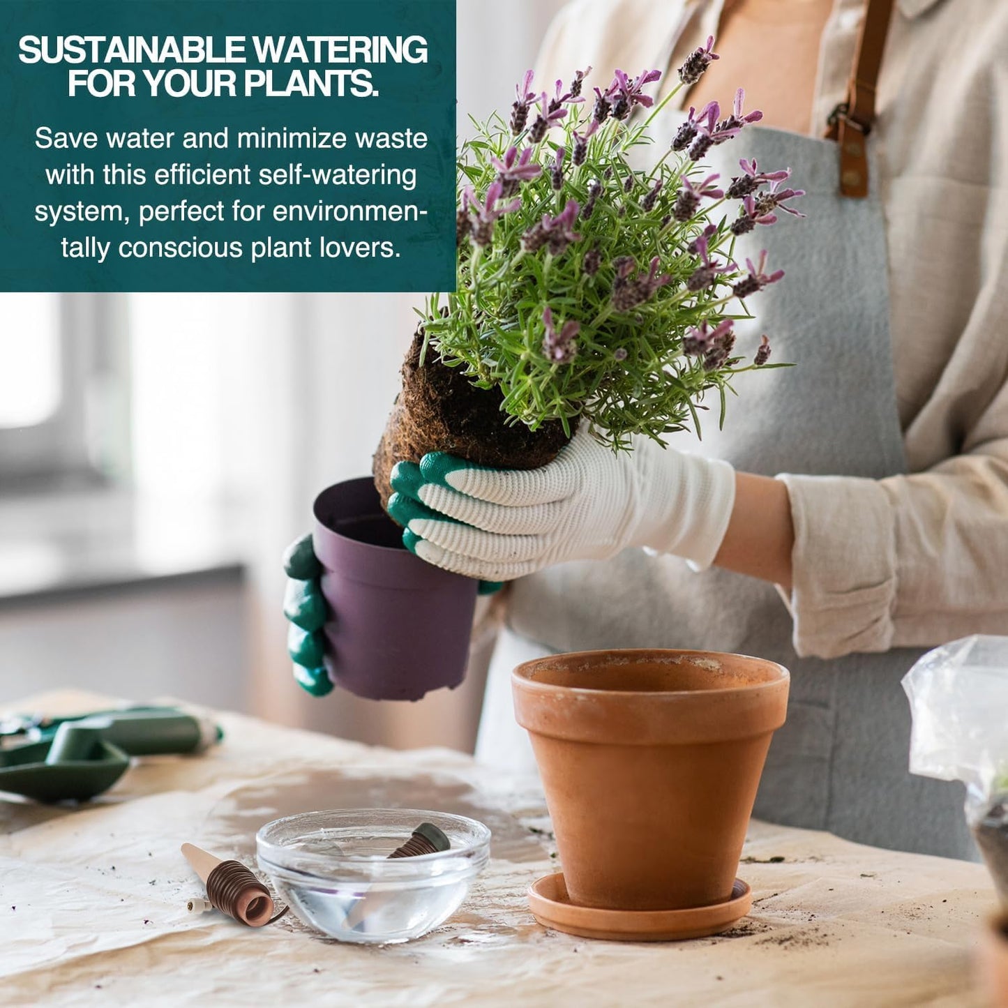 Blumat Classic Plant Watering Stakes with Adapter - Self Watering Planter Insert for Pots - Automatic Plant Waterer & Plant Accessories (10 Pack)