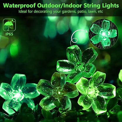 SHANTELE Solar Flower String Lights Outdoor Waterproof 60 LED Fairy Lights for Garden, Fence, Yard, Patio, Lawn, Christmas Tree, Green