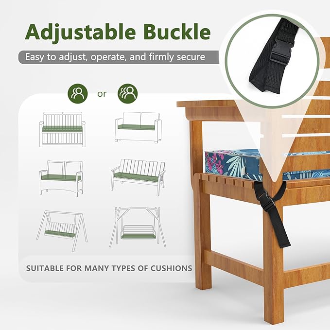 Porch Shield Outdoor Bench Cushion Cover – Waterproof Swing Cushion Cover for Patio Furniture Loveseat (Not Insert) Palm Leaf 48" W x 18" D x 3" H