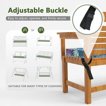 Porch Shield Outdoor Bench Cushion Cover – Waterproof Swing Cushion Cover for Patio Furniture Loveseat (Not Insert) Palm Leaf 48" W x 18" D x 3" H