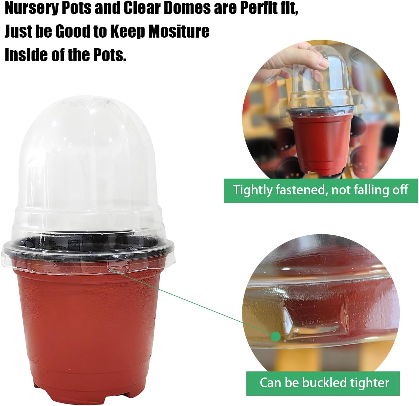 50 Pack Clear Plant Pot Domes, Transparent Seedling Domes Compatible with 4 Inch Seed Starter Pots for Indoor Outdoor Gardening(50Pcs, Clear)