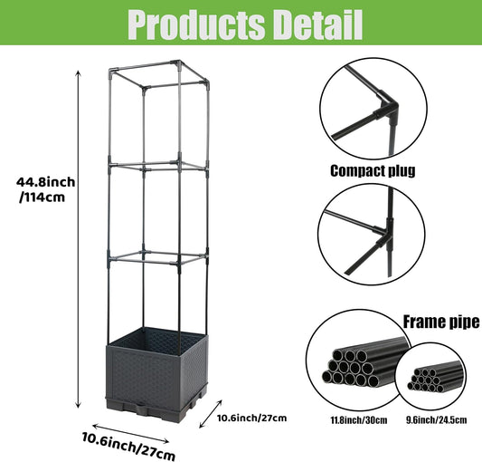 Sunnyglade 2 Pcs Raised Garden Bed Planter Box with Trellis, 44” Tomato Trellis Planter for Various Vine Climbing Plants Vegetables Detachable Frame for Outdoor Indoor Terrace