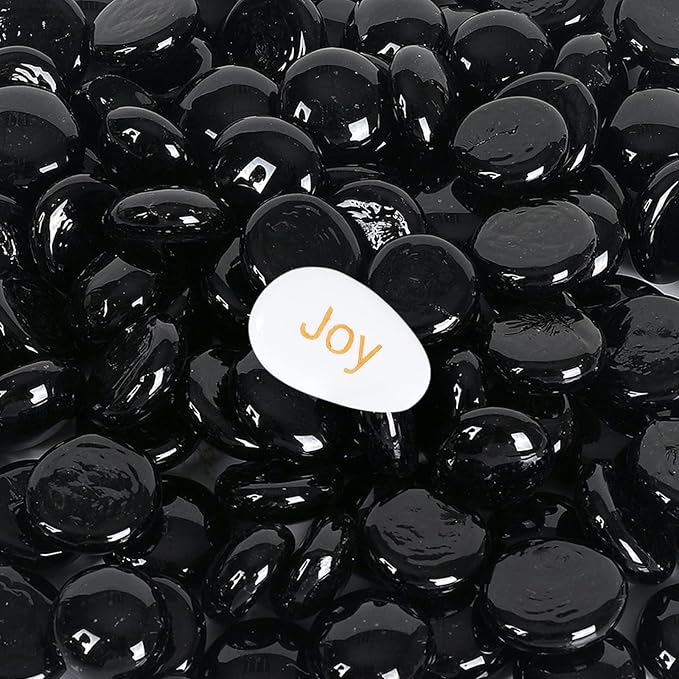 11LB Fire Glass Beads Flat Glass Marbles for Outdoor Fire Pit and Fireplace, Glass Gemstones for Vase Filler, Aquariums, Hydroponics Plants, Home Decor and Christmas DIY Craft, Black