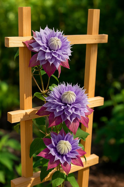 Perennial Farm Clematis x Viticella Diamantina Hybrid– Live Regal® Series Clematis in 4 Quart Container, Large Double Purple Blooms, Long Blooming, Compact Climber, Ideal for Trellises & Containers