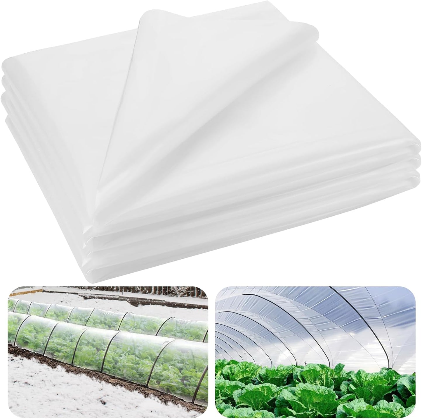Alphatool Greenhouse Cover Plastic Sheeting - 10 x 50 ft Plant Covers Freeze Protection, Frost Cloths for Outdoor Plants, Clear Floating Row Cover for Outdoors Garden Plants Vegetables Crops