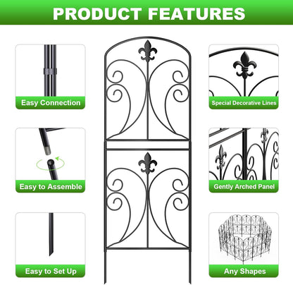 Skcoipsra Decorative Garden Fence 15 Pack, 37.5in(H) x 16ft(L) Animal Barrier Fence, Rustproof Metal Fencing for Yard, Dog Rabbits Wire Section Garden Edging Border for Yard Patio Garden, Arched