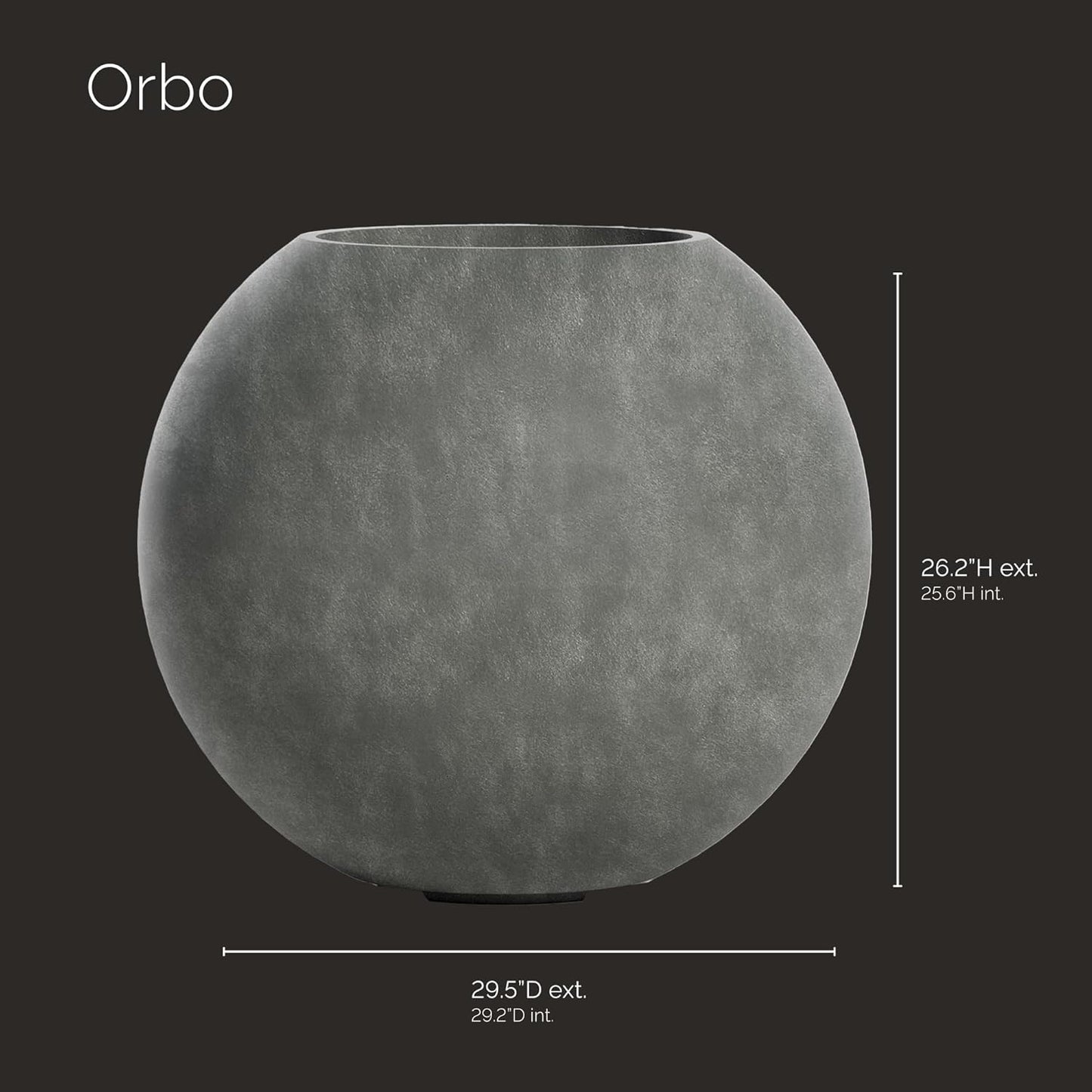 Orbo Globe Sphere Planter - 29.5 in x 29.5 in x 26.2 in - Grey Stone