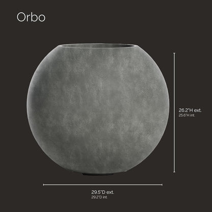 Orbo Globe Sphere Planter - 29.5 in x 29.5 in x 26.2 in - Grey Stone