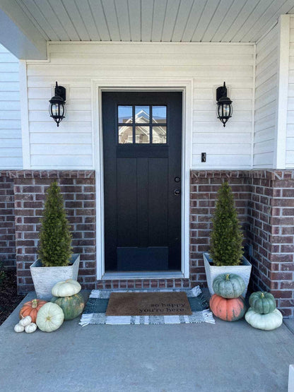 Aveyas 4ft Artificial Cedar Topiary Trees for Outdoor Front Porch Door, 4 Feet Faux Potted Plants Evergreen Fake Pine Cypress Tree for Outside Home Decor (4 ft Tall) - Set of 2 Pack