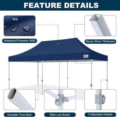 MASTERCANOPY Pop Up Canopy Tent Commercial Grade 10x20 Instant Shelter (Navy Blue)