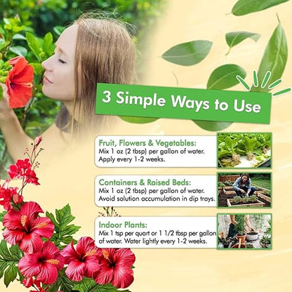 EZ-GRO 20 20 20 All Purpose Fertilizer - All Purpose Liquid Plant Food - Lawn, Flowers, Herbs, Vegetables - Best Way to Grow Healthy Plants - Garden-Growing Miracle Nutrients - 1 Qt / 32 fl oz