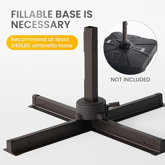 10 X 13 FT Cantilever Patio Umbrella Outdoor Heavy Duty Double Top Windproof Rectangle Offset Umbrellas with 360-degree Rotation for Pool Deck Backyard, Grey