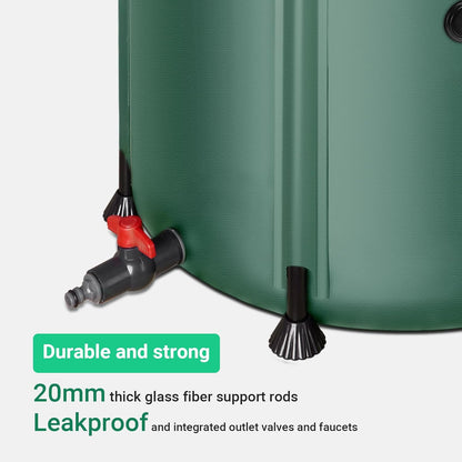 132 Gallon / 500L Collapsible Rain Barrel, Foldable PVC Water Barrels to Collect Rainwater from Gutter, Portable Water Collection System with Hose Spigot, Garden Water Catcher Collector Green
