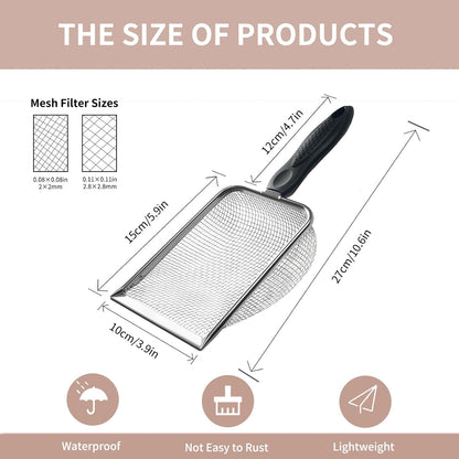 2 PCS 2-in-1 Gardening Soil Sifter Set with 2/2.8mm Mesh, Garden Sieve & Shovel Sifter Screen Potting Scoop for Sand, Dirt, Rock Compost, Stainless Steel & Ergonomic Handle