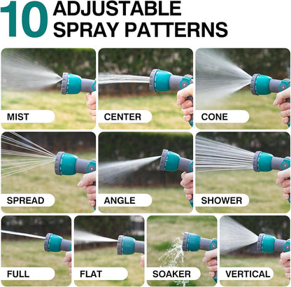 Garden Hose Nozzle, Water Hose Nozzle Heavy Duty, Hose Sprayer Nozzle with 10 Adjustable Patterns, Spray Nozzles for Garden Hose, Hose Sprayer Thumb Control for Plants, Lawn, Garden, Car, Pet