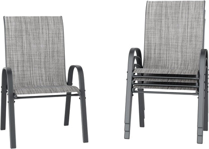 UDPATIO Patio Chairs Set of 4, Stackable Outdoor Dining Chairs with High Back, Breathable Textilene Fabric Outdoor Chair All Weather, 350LBS Capacity for Garden, Backyard (Light Grey)