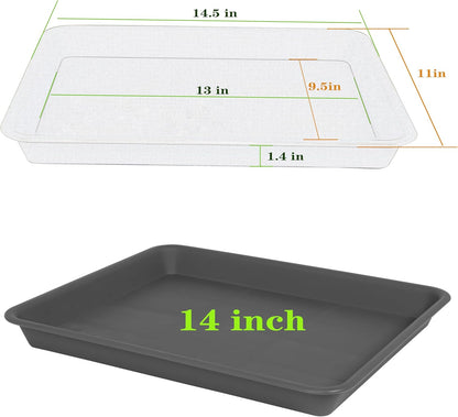 Rectangle Plant Tray, Plant Drip Tray, Plant Pot Saucers, Plant Germination Trays, Plant Saucers, 14.5'' x 11'' x 1.5'' (4 pack), Gray