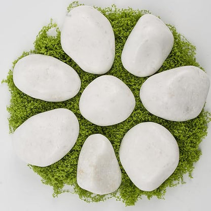 20 lbs White Polished Decorative Stones, 2-3 Inch Polished Rocks, Ideal for Garden Landscaping, Potted Plants, Pathways, Vase Fillers, and Aquarium Decoration(Pure White, Weight: 20 LB)