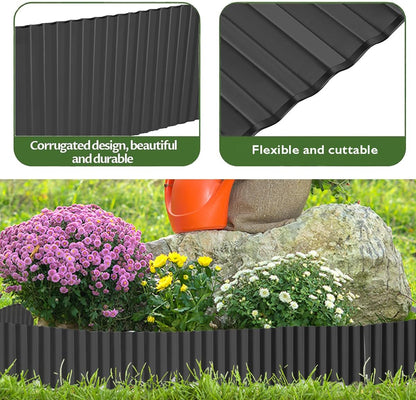 Landscape Edging Border 6inch x 40ft- Corrugated Metal Garden Edging - Lawn Edging Borders - Galvanized Edging Long Strips Yard Border for DIY Flower Beds, Plants, Walkways-Black