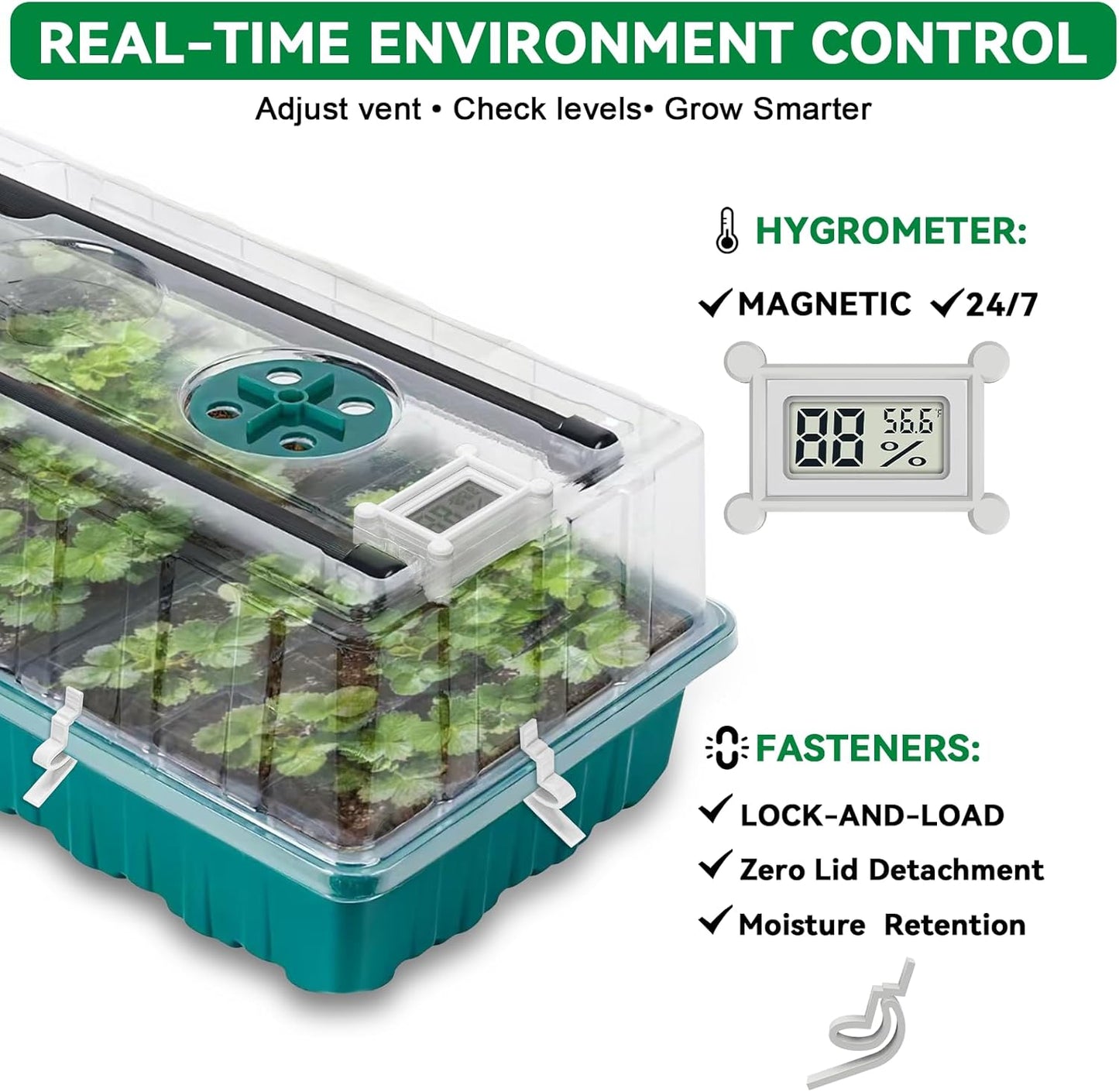 Seed Starter Tray with Grow Light,Easy-to-Use 72 Cell Seed Starter Kit,Auto-Timer Seed Germination Kit,Heavy-Duty Plant Trays,Humidity Dome for Indoor Plants