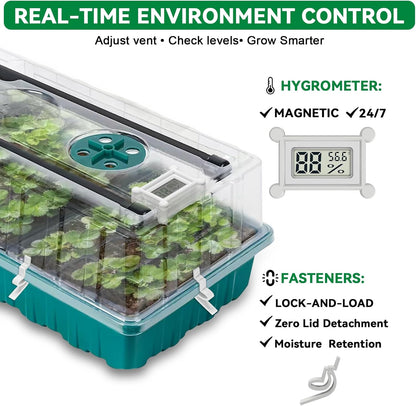 Seed Starter Tray with Grow Light,Easy-to-Use 72 Cell Seed Starter Kit,Auto-Timer Seed Germination Kit,Heavy-Duty Plant Trays,Humidity Dome for Indoor Plants