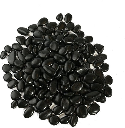 12 LBS River Rocks, StoneCreek, Decorative Garden Stones for Plant Landscaping, Polished Gravel Filler Pebbles for Home Decoration, Vases, Succulents, Flower Beds and Fish Tanks (Black, Medium)