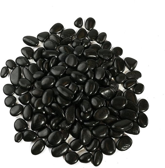 StoneCreek River Rocks, Decorative Garden Stones for Plant Landscaping, Polished Gravel Filler Pebbles for Home Decoration, Vases, Succulents, Flower Beds (6 LBS, Black, Medium)