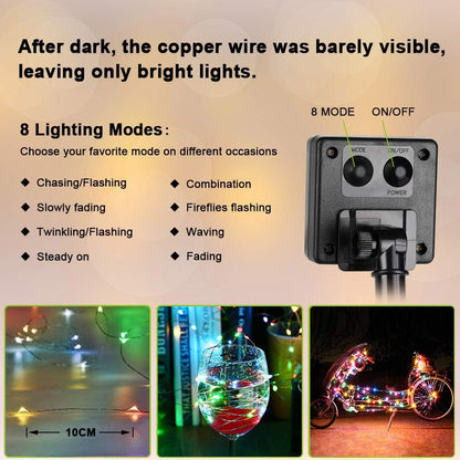 Brizled 2 Pack Each 200 LED 66ff Multicolor Solar Christmas Lights, Colored Solar String Lights 8 Modes Twinkling Fairy Lights with Memory Waterproof Twinkle Lights for Outdoor Garden Party Tree Decor
