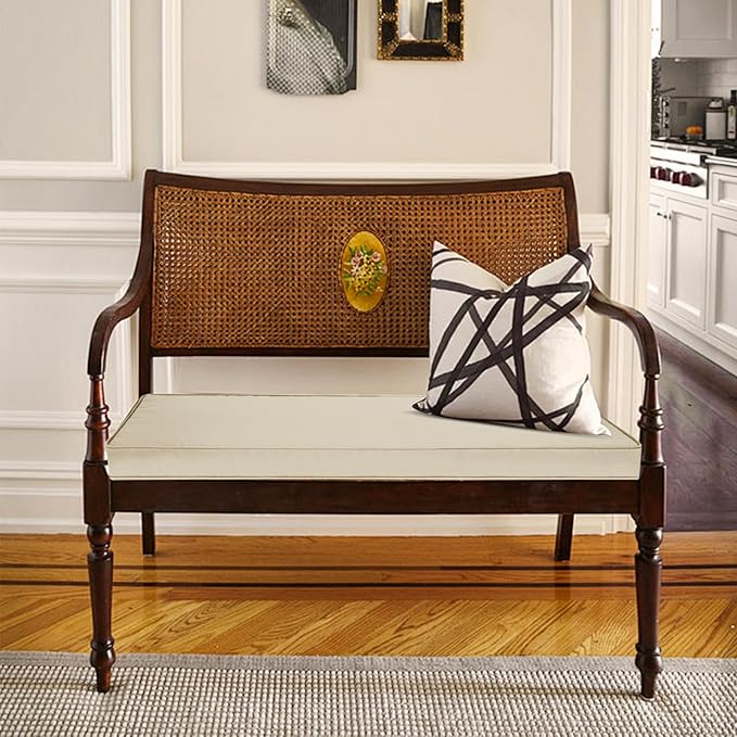 Outdoor Bench Cushion 48 x 16 x 3 Inch with Ties, Thick Waterproof Porch Swing Cushions for Patio Furniture Chair Pad, Seat Sofa Garden Replacement Cushion Sponge Filling