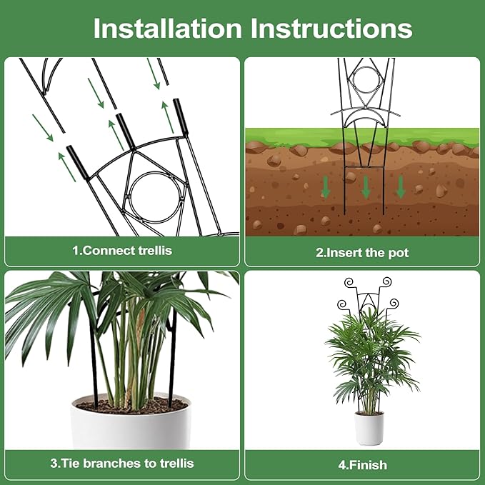 Indoor Plant Trellis for Climbing Plants 2 Pack Small Garden Metal Support for Potted Plants Flowers Houseplants for Outdoor