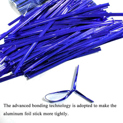 HAHIYO 300Pcs 4 inches Blue Metal Twist Ties Bread Candy Coffee Bag Ties Plant Garden Twist Ties for Cellophane Treat Bags Gift Wraping Bags Plastic Bags Halloween Party Cake Present Art Crafts