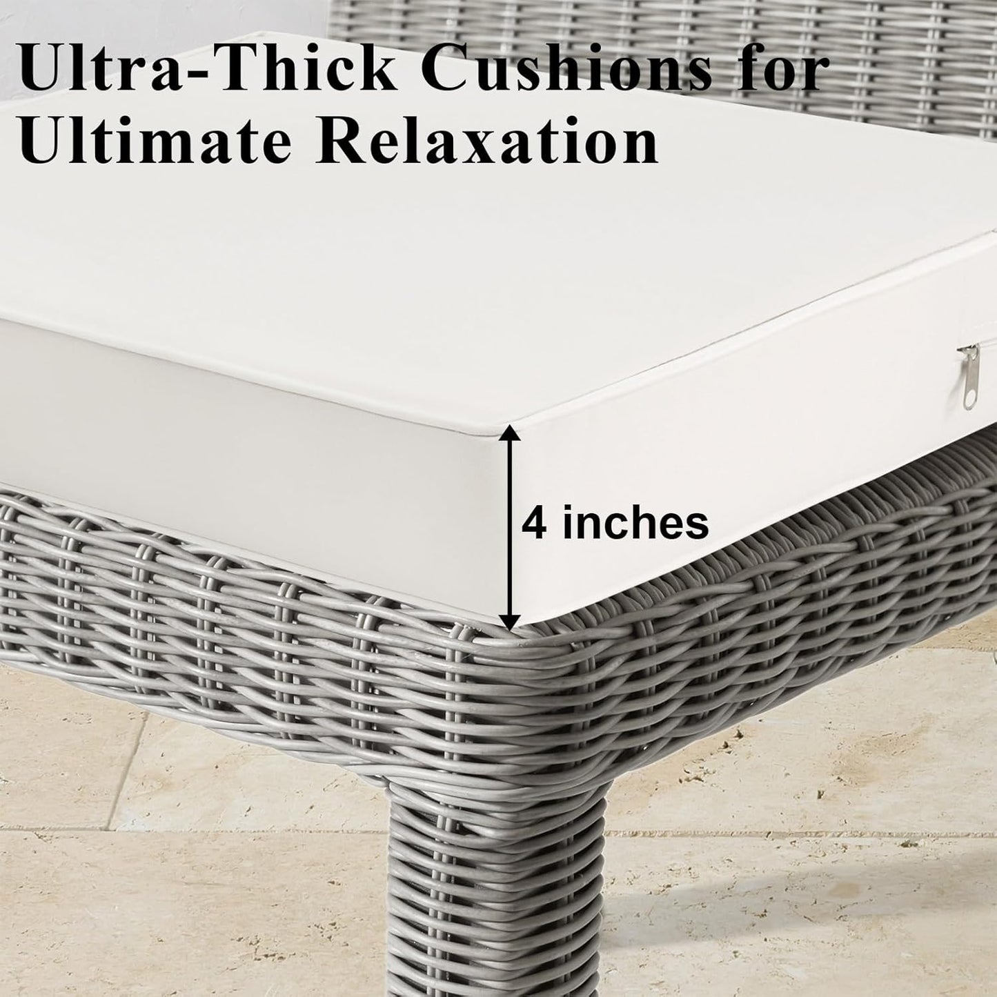 Outdoor Chair Cushions Set of 2 for Patio Furniture 24x24x4 Inch Waterproof Patio Chair Cushion 3 Year Color Fastness Square Elastic Foam Garden Sofa Couch Pads with Ties and Handle,Beige