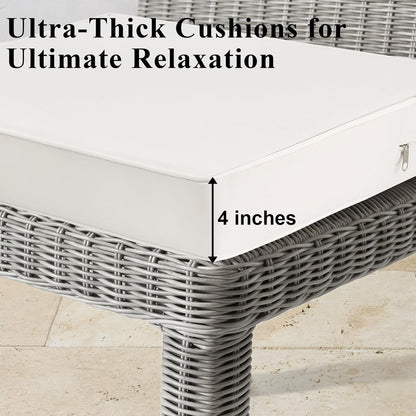 Outdoor Chair Cushions Set of 2 for Patio Furniture 19x19x4 Inch Waterproof Patio Chair Cushion 3 Year Color Fastness Square Elastic Foam Garden Sofa Couch Pads with Ties and Handle,Beige