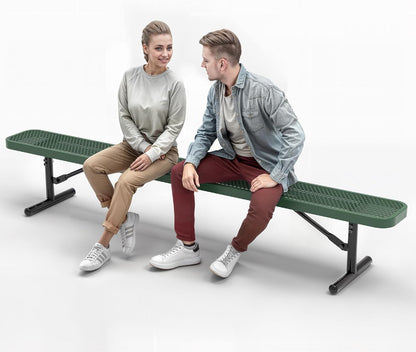 Heavy-Duty Outdoor Metal Bench, Thermoplastic-Coated, Portable, Weatherproof, Commercial-Grade for Parks, Gardens, Patios, Stores & More (8 Ft - Portable, Green)
