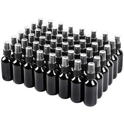 Black Glass Small Spray Bottle 2 oz 48 Packs,Fine Mist Sprayer Small Clear Bottles,Refillable Containers mini spray bottles for Cleaning Solutions and Skin Care (Black 48pcs)