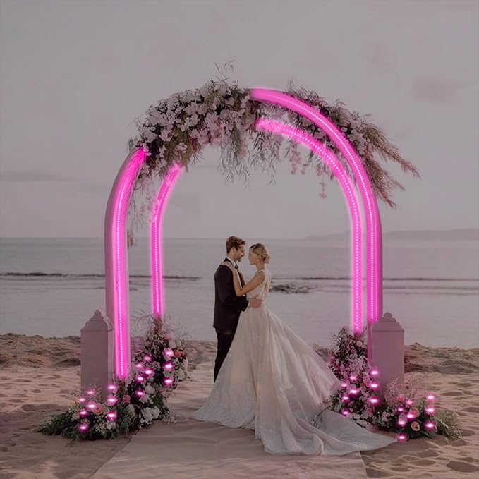 Pink Solar Rope Lights for Outside - 100 LED 33 FT Solar Powered String Lights Pink Fairy Light with 8 Lighting Modes, Outdoor Rope Light Waterproof for Christmas Wedding Garden Yard Party Home Decor