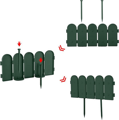 Evelyne Garden Border Edging: Wooden Fence Design - 8pcs Green Yard Landscaping Fence Liner Lawn Edge Barrier - 10ft Kit of Decorative Lawn Landscape Panels Elements -Landscaping Edging-GMT-10374-B08