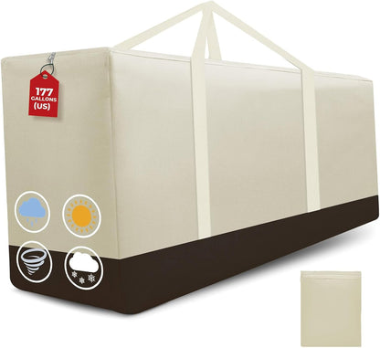 Cushion Storage Bag Waterproof Outdoor Cushions Storage Bag 68" L x 30" W x 20" H Large Patio furniture Cushion Storage Bags with Handle and Zipper (Beige, 1 Pack)